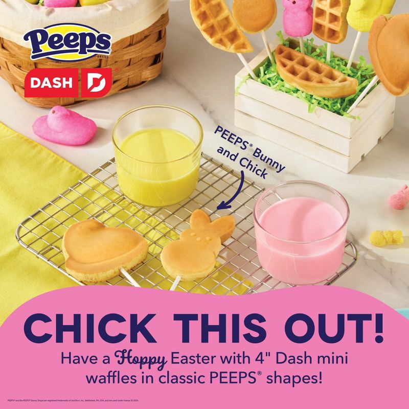 slide 3 of 7, Dash x Peeps Mini Waffle Maker Pink Bunny, 1 ct
