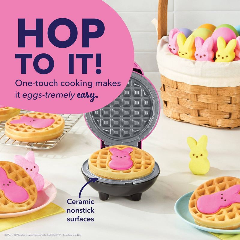 slide 5 of 7, Dash x Peeps Mini Waffle Maker Pink Bunny, 1 ct