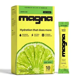 Magna Hydration Electrolyte Mix Stick Pack Dietary Supplement Vegan Powder - Lemon Lime - 10ct: Magnesium 210mg, Sugar-Free, Gluten-Free