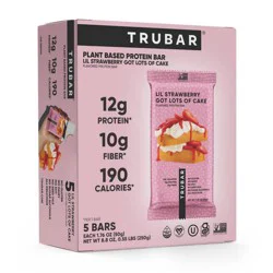 TRUBAR 12g Plant Based Protein Bars - Lil Strawberry Gots Lots of Cake - 5ct: Chewy, Ready to Eat, 8.8 oz