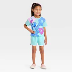 Toddler Girls' Disney Lilo & Stitch T-Shirt & Shorts Set - Turquiose Blue 3T