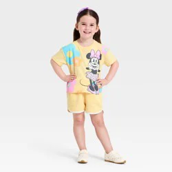 Toddler Girls' 2pc Disney Minnie Mouse Daisy T-Shirt & Shorts Set - Yellow 12M