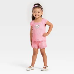 Toddler Girls' 2pc Disney Princess Sweater Knit Tank & Shorts Set - Pink 3T