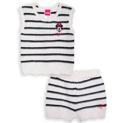 Toddler Girls' 2pc Disney Minnie Mouse Crochet Top & Shorts Set - Beige 5T