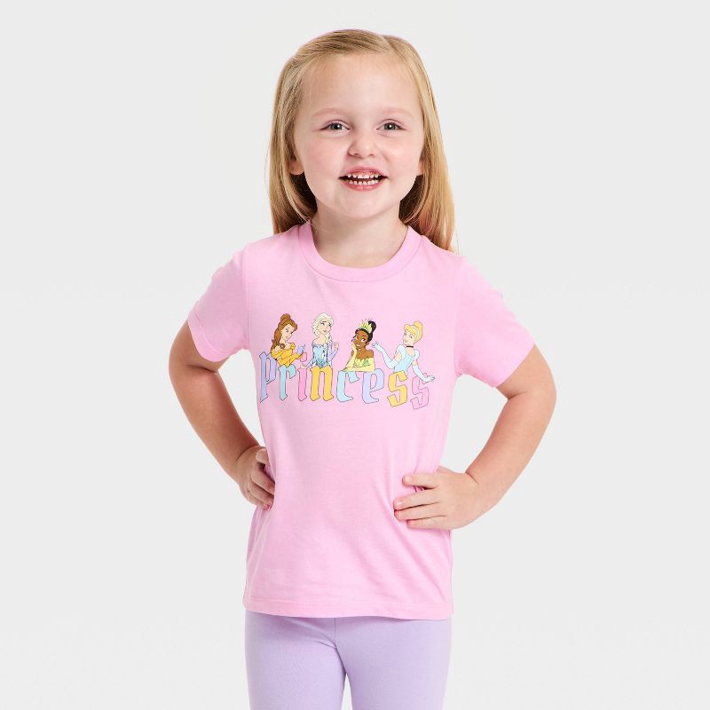 slide 1 of 4, Toddler Girls' Disney Princess Castle T-Shirt - Pink 3T, 1 ct
