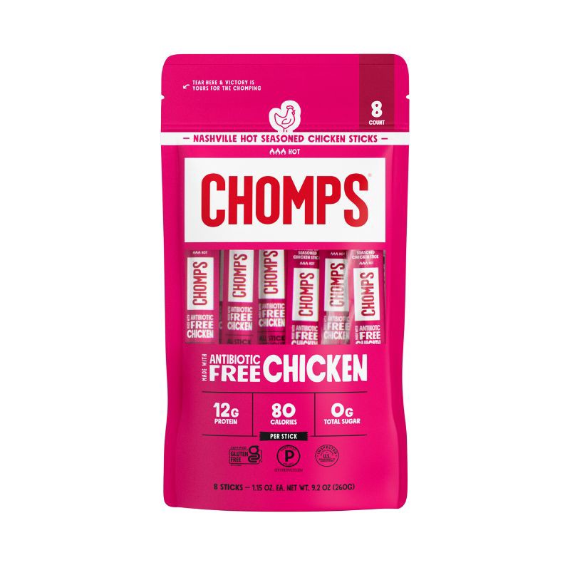 slide 1 of 6, Chomps Snack Sticks Nashville Hot Chicken Meat Sticks - 9.2oz/8ct, 9.2 oz, 8 ct