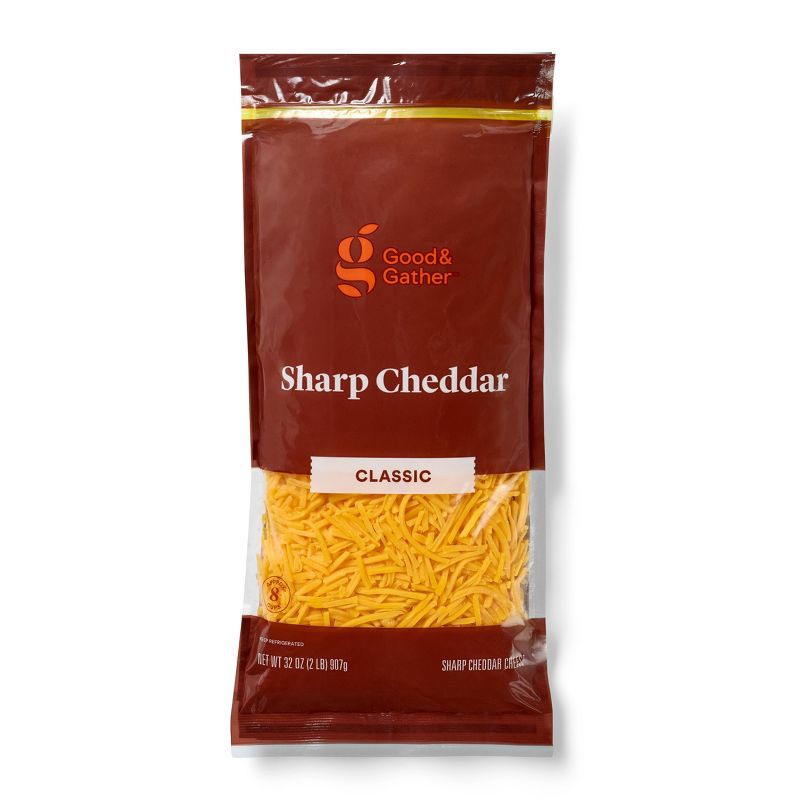 slide 1 of 4, Sharp Shredded Cheddar Cheese - 32oz - Good & Gather™, 32 oz