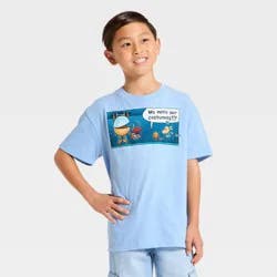 Boys' Dog Man Comic Front and Back Short Sleeve Graphic T-Shirt - Blue M
