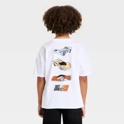 Mattel Boys' Hot Wheels Front and Back Graphic Short Sleeve T-Shirt - White S