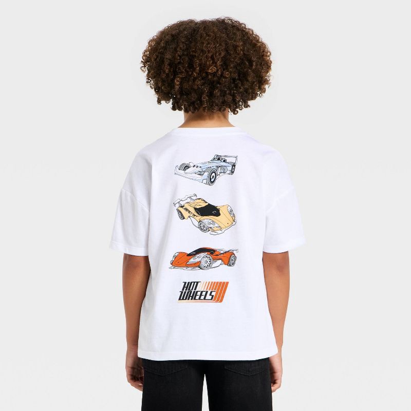 slide 1 of 4, Mattel Boys' Hot Wheels Front and Back Graphic Short Sleeve T-Shirt - White M, 1 ct