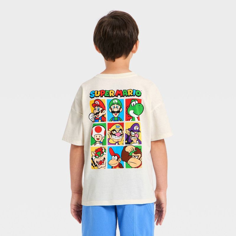 slide 1 of 4, Nintendo Boys' Super Mario Front and Back Graphic Short Sleeve T-Shirt - Ivory XS, 1 ct