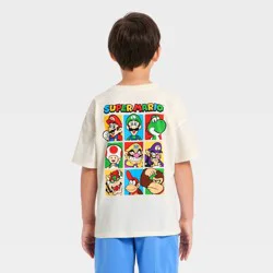 Nintendo Boys' Super Mario Front and Back Graphic Short Sleeve T-Shirt - Ivory L