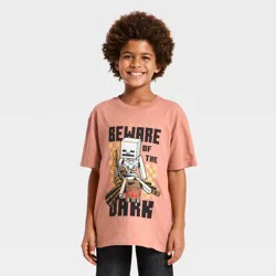 Boys' Minecraft Beware of the Dark Short Sleeve Graphic T-Shirt - Brown L