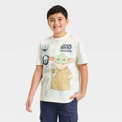 Star Wars Boys' The Mandalorian Grogu Washed Short Sleeve Graphic T-Shirt - Green XS