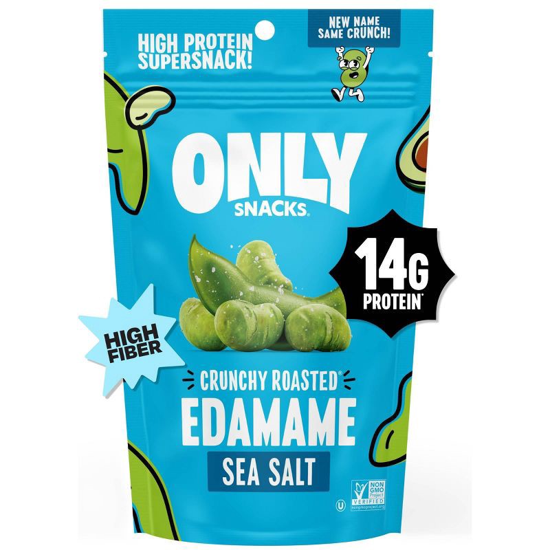 slide 1 of 6, The Only Bean Crunchy Roasted Edamame Bean Snack High Protein Sea Salt - 4oz: Vegan, 14g Protein, 4 oz