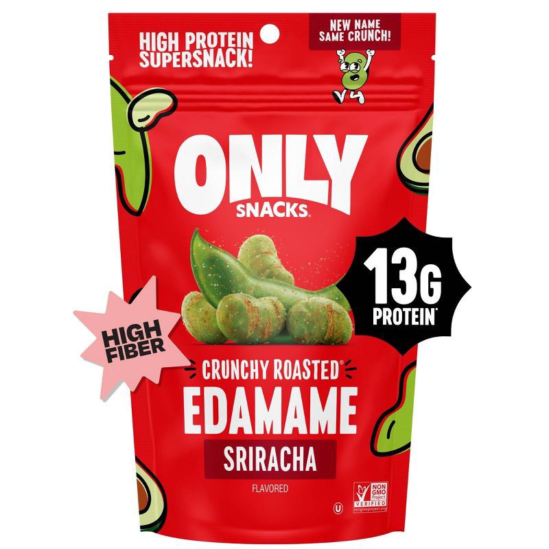 slide 1 of 6, Only Snacks Crunchy Roasted Edamame Bean Snack High Protein Snacks High Fiber Sriracha - 4oz, 4 oz