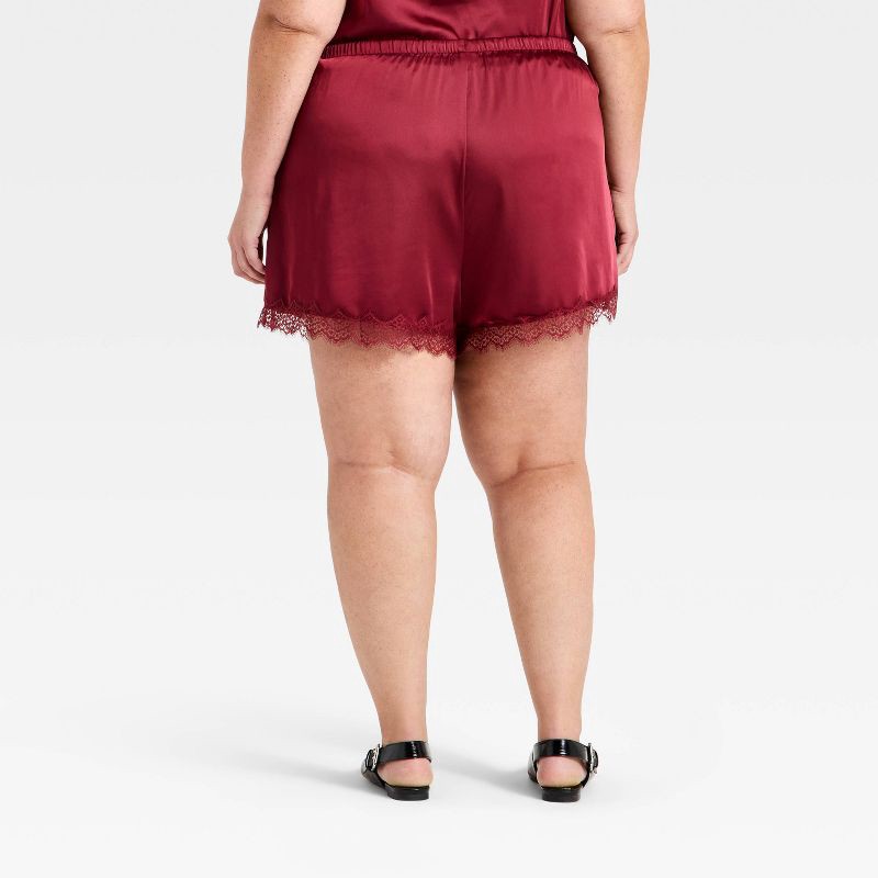 slide 3 of 3, Women's Lace Pull-On Shorts - A New Day™ Burgundy XXL, 1 ct
