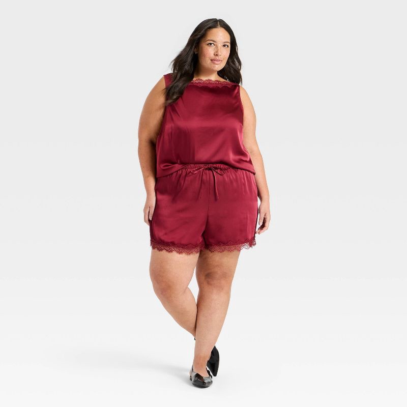 slide 2 of 3, Women's Lace Pull-On Shorts - A New Day™ Burgundy XXL, 1 ct