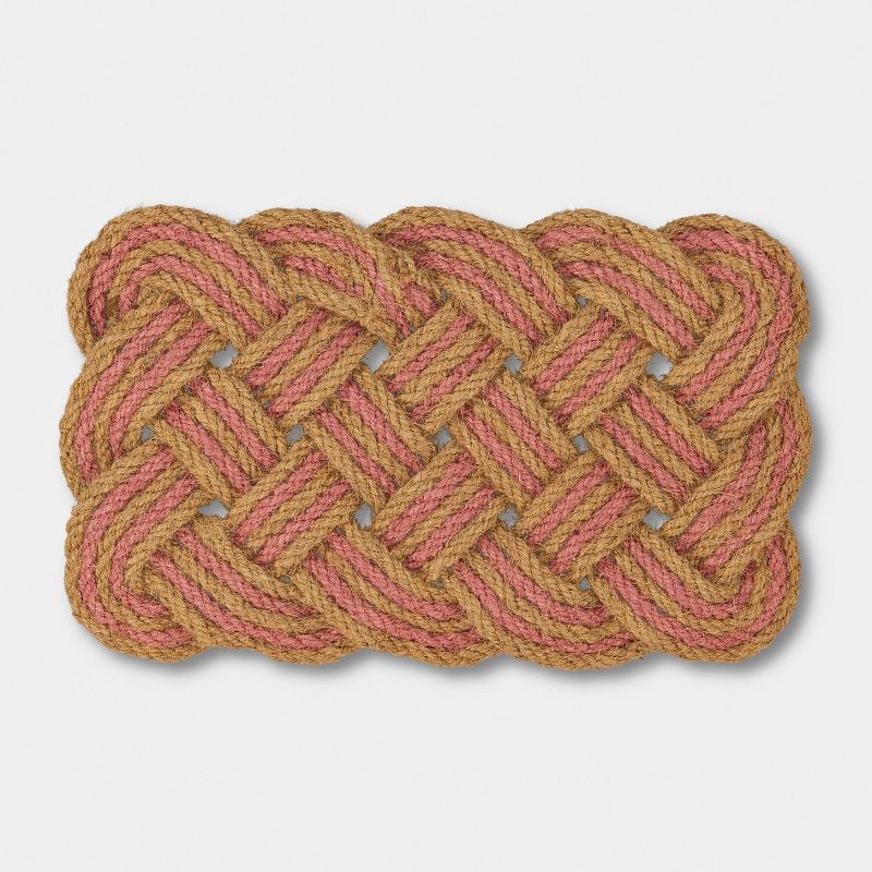 slide 1 of 4, 18"x30" Lovers Knot Coir Dorm Doormat Pink - Threshold™, 1 ct