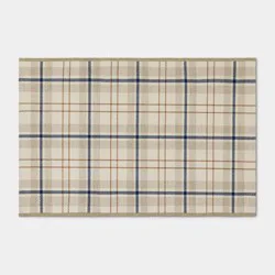 2'x3' Plaid Dorm Scatter Accent Rug Blue/Ivory/Khaki - Threshold™