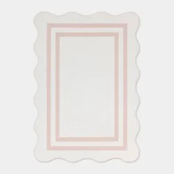 5'x7' Double Border with Scallop Edge Dorm Area Rug Pink/Ivory - Threshold™