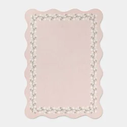 5'x7' Floral Border with Scallop Edge Dorm Area Rug Pink - Threshold™