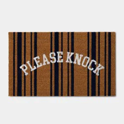18"x30" 'Please Knock' Coir Dorm Doormat Blue - Threshold™