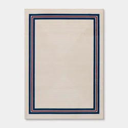 5'x7' Ivory with Red and Blue Border Dorm Area Rug - Threshold™