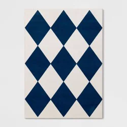 5'x7' Diamonds Dorm Area Rug Ivory/Blue - Threshold™