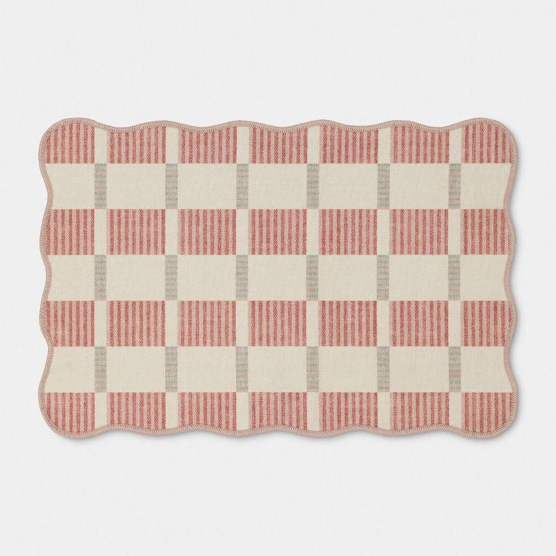 slide 1 of 4, 2'x3' Scalloped Dorm Scatter Accent Rug Pink/Blue/Ivory - Threshold™, 1 ct