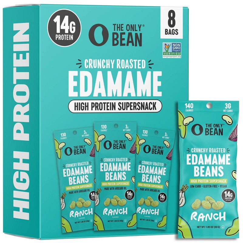 slide 1 of 5, The Only Bean Crunchy Roasted Edamame Snacks Individually Wrapped High Protein Ranch - 8.4oz/8pk, 8.4 oz, 8 ct