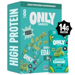 The Only Bean Crunchy Roasted Edamame Snacks Individually Wrapped High Protein Ranch - 8.4oz/8pk