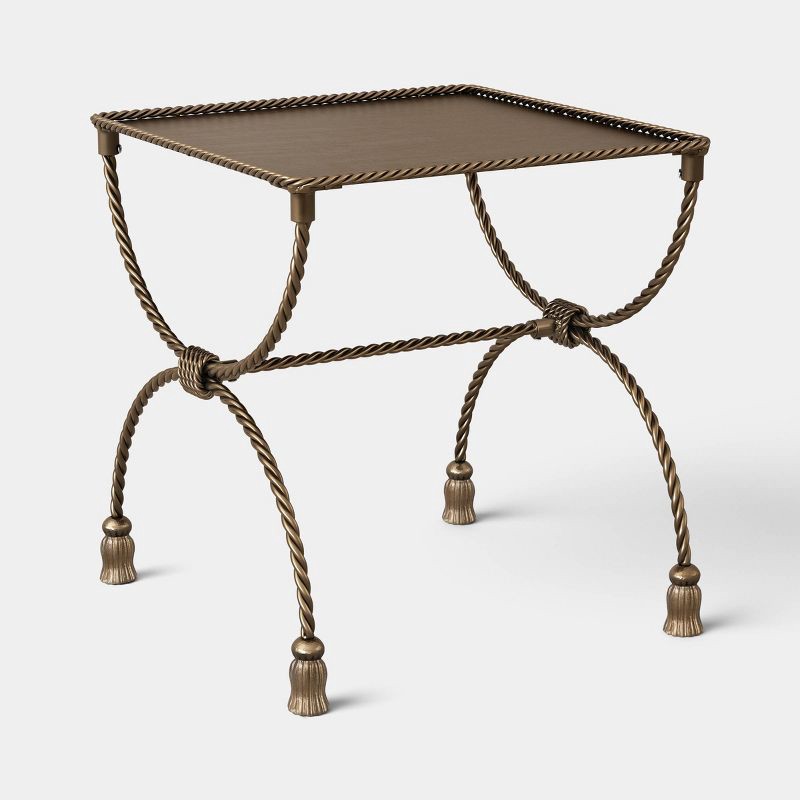 slide 1 of 4, Threshold designed w/Studio McGee Twisted Metal Side Table with Tassel Feet Antique Brass - Fully Assembled, 1 ct