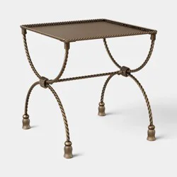 Threshold designed w/Studio McGee Twisted Metal Side Table with Tassel Feet Antique Brass - Fully Assembled