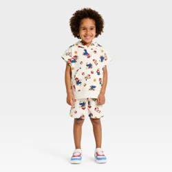 Toddler Boys' 2pc Super Mario Sleeveless Hoodie & Shorts Set - Ivory 2T