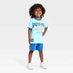 Toddler Boys' 2pc Marvel Spider-Man T-Shirt & Shorts Set - Blue 2T