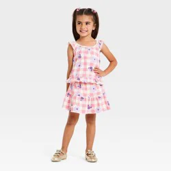 Toddler Girls' 2pc Disney Minnie Mouse Gingham Top & Scooter Skirt Set - Pink 12M