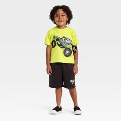 Toddler Boys' 2pc Monster Jam Grave Digger T-Shirt & Shorts Set - Green 12M