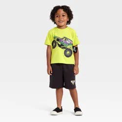 Toddler Boys' 2pc Monster Jam Grave Digger T-Shirt & Shorts Set - Green 4T