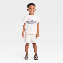 Toddler Boys' 2pc Hot Wheels Top & Bottom Set - Off-White 3T