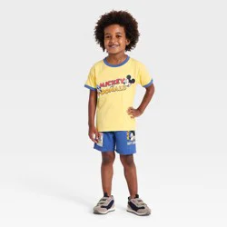 Toddler Boys' 2pc Disney Mickey Mouse & Friends T-Shirt & Shorts Set - Yellow 12M