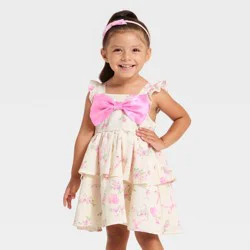 Toddler Girls' Disney Minnie Mouse Floral Bow Gauze Dress - Pink 4T