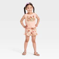 Toddler Girls' 2pc Disney Princess Gauze Tank & Shorts Set - Pink 4T