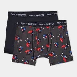 Pair of Thieves Men's Super Wrestler 2pk Boxer Briefs - Black/Charcoal Gray S