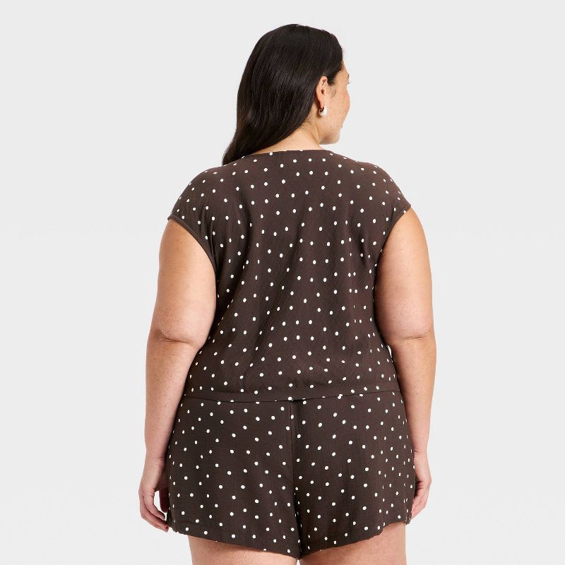 slide 3 of 3, Women's Modern Gauze Tie-Top - A New Day™ Brown XXL, 1 ct