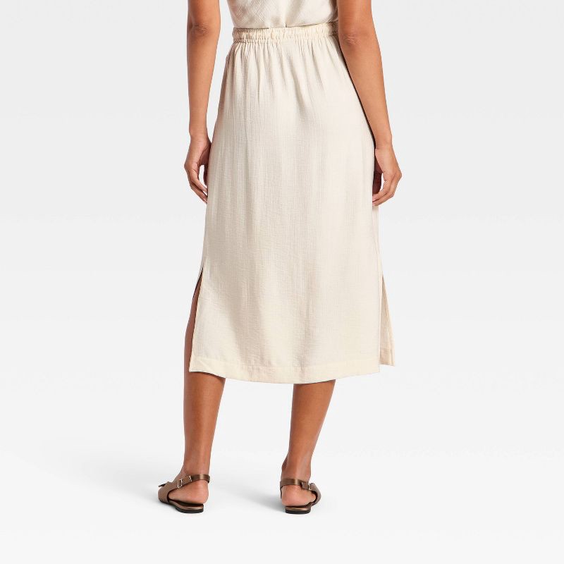 slide 2 of 3, Women's Modern Gauze Drawstring Midi Skirt - A New Day™ Cream XS, 1 ct