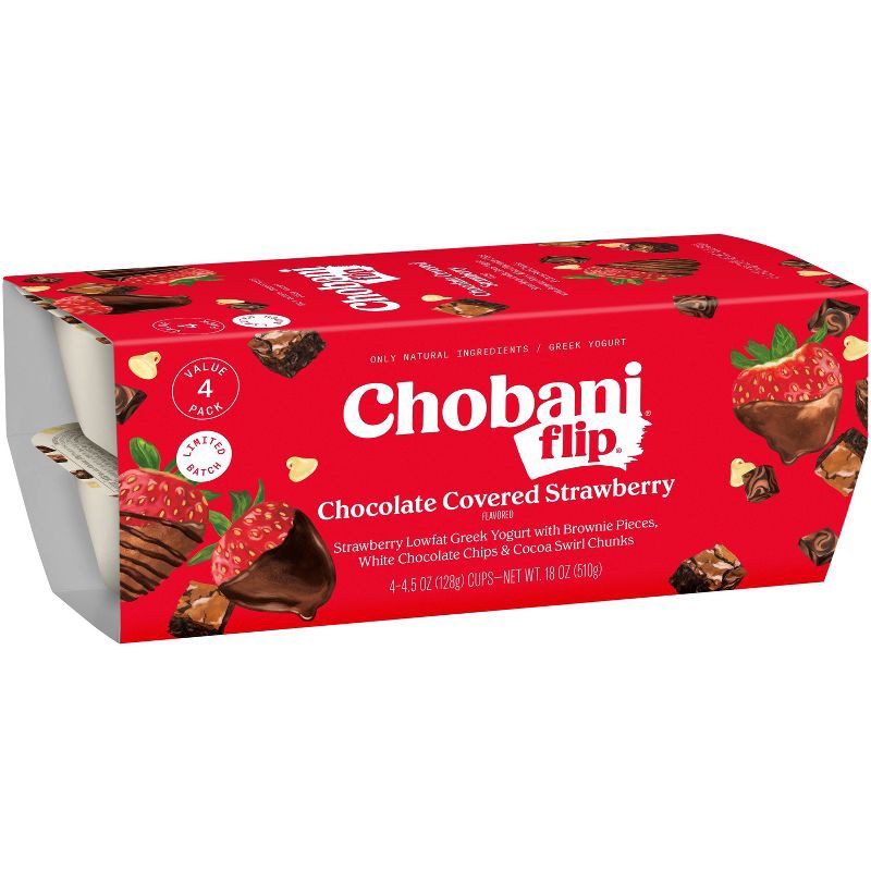 slide 5 of 7, Chobani Chocolate Covered Strawberry Greek Yogurt - 9g Protein 4.5oz/4ct, 9 gram, 4.5 oz, 4 ct