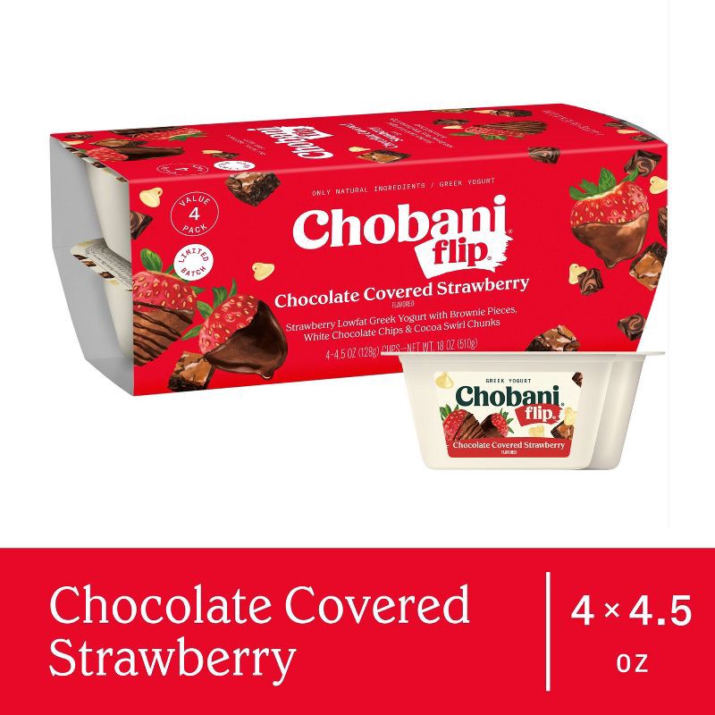 slide 7 of 7, Chobani Chocolate Covered Strawberry Greek Yogurt - 9g Protein 4.5oz/4ct, 9 gram, 4.5 oz, 4 ct