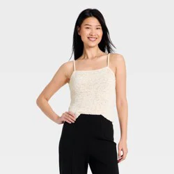 Women's Tape Yarn Sweater Tank Top - A New Day™ Cream L