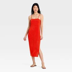 Women's Midi Tape Yarn Sweater Dress - A New Day™ Red XS